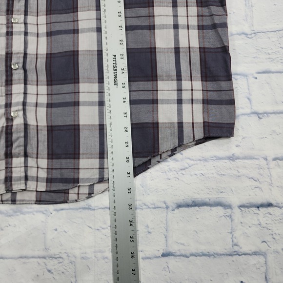 Plains Western Wear Shirt MENS 2X Plaid Big Man Short Sleeve Pearl Snap Buttons - Picture 2 of 11